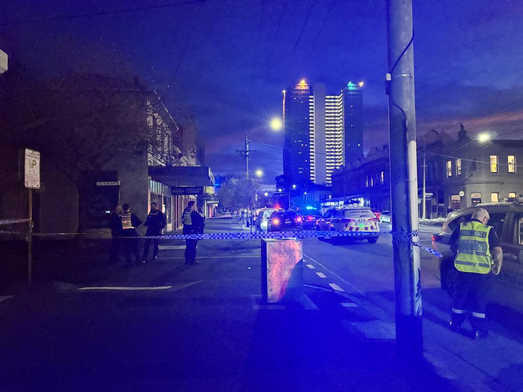 A woman is dead and a man injured after a police shooting in South Melbourne. Picture: Regan Hodge
