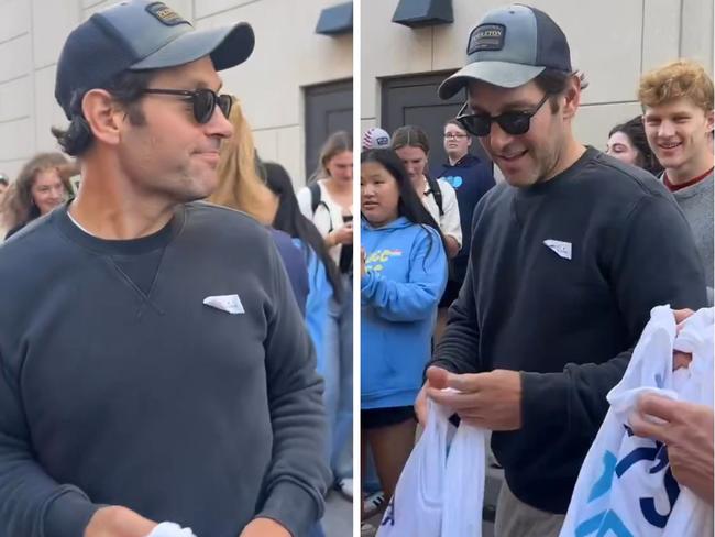 Paul Rudd was spotted out and about handing out waters at polling booths on election day.