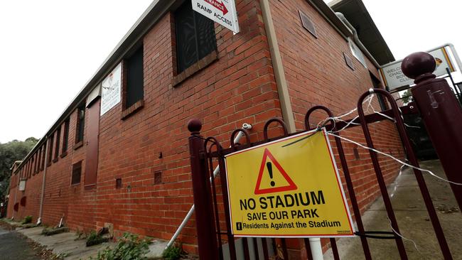 The netball stadium at Percy Treyvaud Memorial Park in Malvern East has been a long-running issue with residents. Picture: Hamish Blair