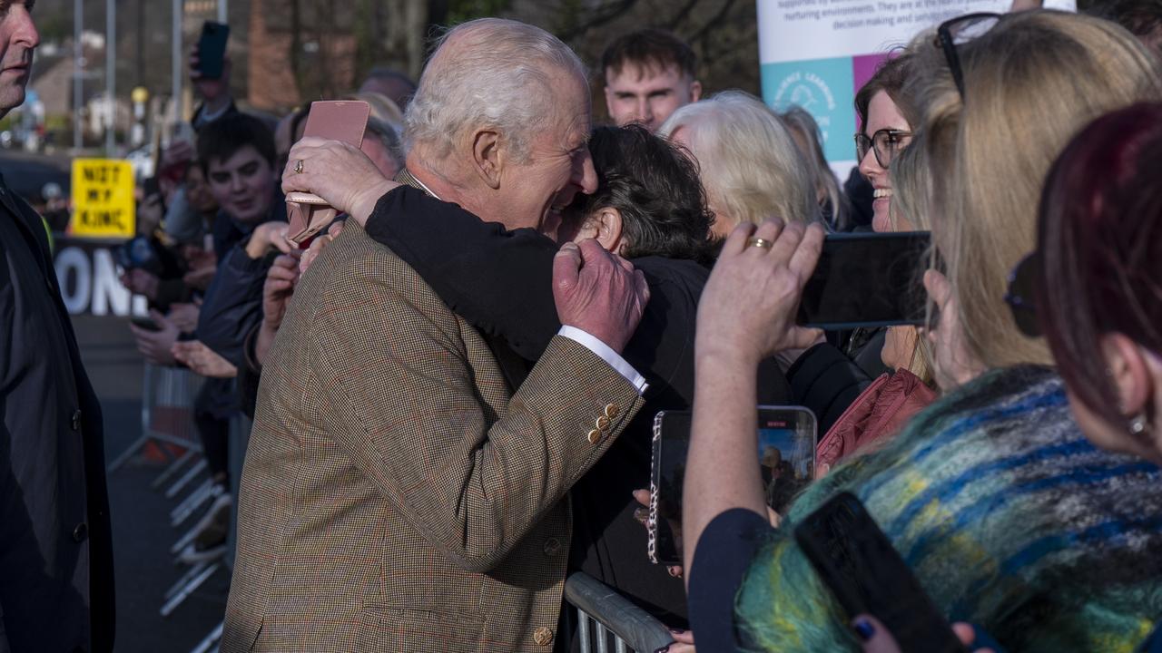 King Charles ably demonstrated his willingness to hug random strangers willy-nilly this week. Picture: Jane Barlow-WPA Pool/Getty Images