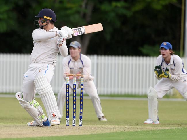 Queensland Premier Cricket - Gold Coast Dolphins vs. Sandgate-Redcliffe at Bill Pippen Oval. Dolphins batsman Liam Hope Shackley. (Photo/Steve Holland)