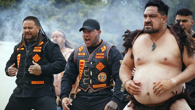 Maori Bandido members perform the Haka at the gathering. Picture: Sam Ruttyn