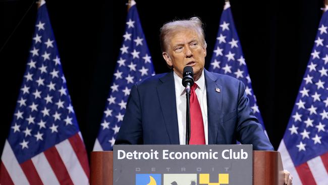 Former US President Donald Trump addresses the Detroit Economic Club in Detroit, Michigan. Picture: AFP