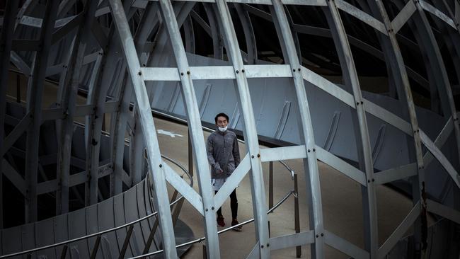 A man exercises in Docklands on August 31 as lockdown continues. Picture: Darrian Traynor/Getty Images