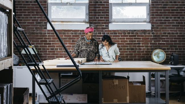 Visual arts mentor Carrie Mae WRodríguezeems with her protégés Camila Rodríguez Triana. Picture: Rolex/Supplied