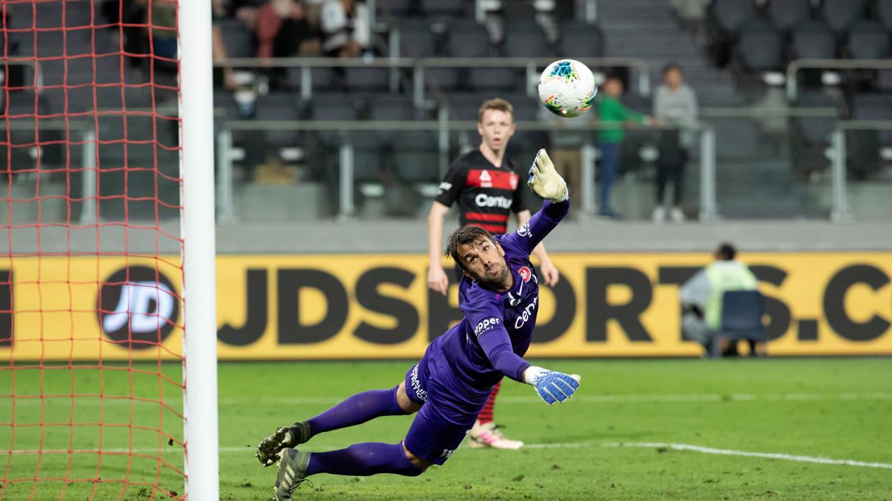 Goalkeeper Daniel Lopar was playing for Western Sydney Wanderers during the 2019-20 season before Covid-19 impacted the season. Picture: Speed Media/Icon Sportswire/Getty Images