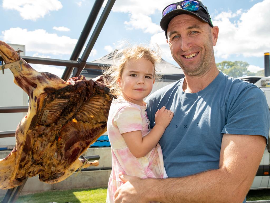 Shane Imrie with his daughter Gemma Imrie. Meatstock at the Toowoomba Showgrounds. April 14th, 2023