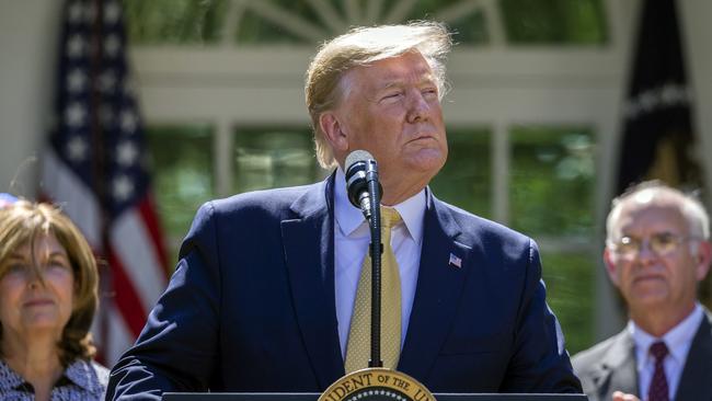 President Donald Trump pauses while speaking in the Rose Garden of the White House, Friday, June 14, 2019, in Washington. (AP Photo/Alex Brandon)