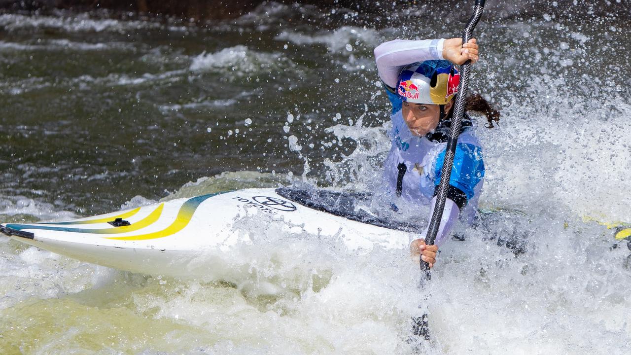 Jessica Fox in the K1 at the Oceania champs.
