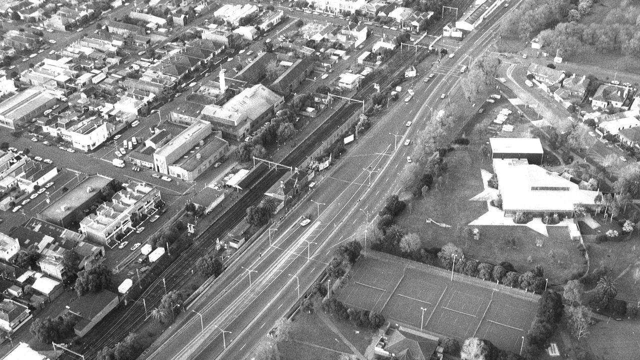 An aerial view of the Hoddle St massacre.