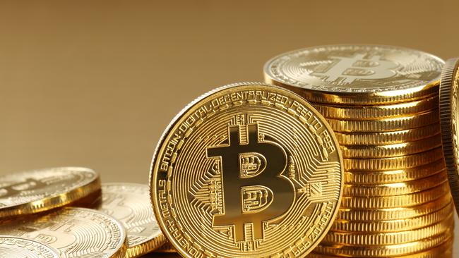 Tokyo,Japan-february 2,2018:Studio shot of golden Bitcoin ,Virtual currency.Close-up generic