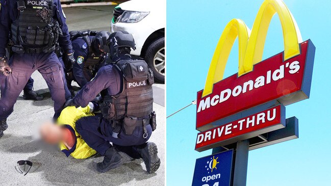 A couple has been arrested after an incident at a McDonald's carpark led to a bomb allegedly being planted under a car. Picture: NSW Police/Phil Williams