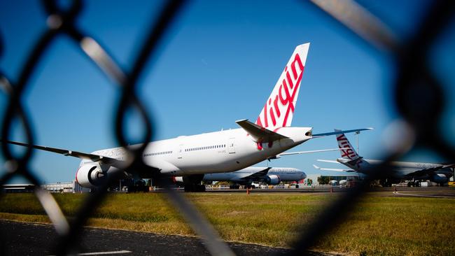 Virgin Australia aircraft parked at Brisbane International Airport. Picture: AFP