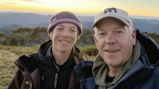 Charlie Stevens with his father, South Australia Police Commissioner Grant Stevens. Picture: Supplied