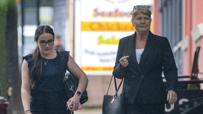 Lawyers for con artist Samantha Azzopardi arrive at Moss Vale court, with Carolyn Shiels on the right. Picture: Simon Bullard