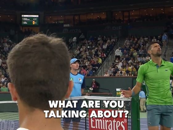 The Italian then sat as Djokovic argued his point.