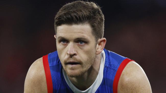 MELBOURNE , AUSTRALIA. May 23 , 2024.  AFL Round 11.  Western Bulldogs vs Sydney Swans at Marvel Stadium.   Bulldog Taylor Duryea     . Pic: Michael Klein