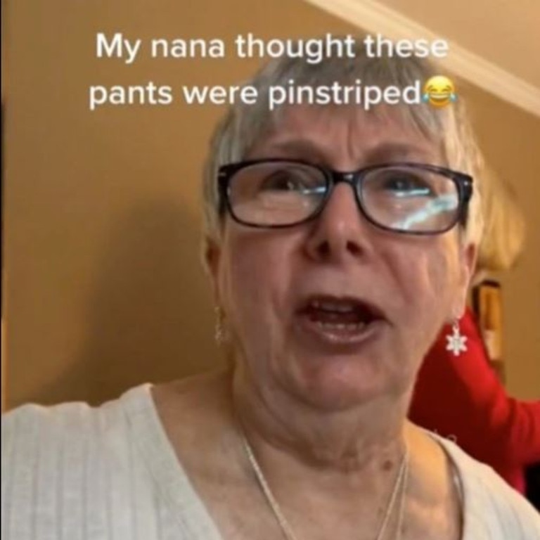 This clueless nan didn't realise what she was wearing. Picture: TikTok/@chels_bb.