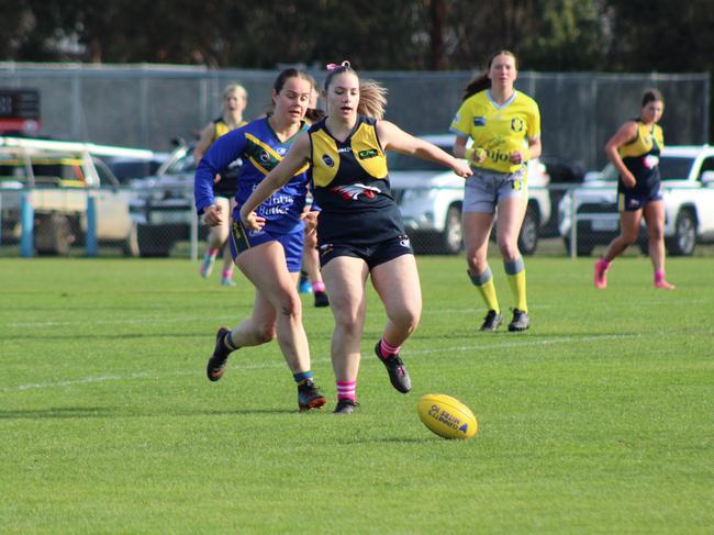 SFLW Community League - Action from Sorell v St Virgils during the annual Pink Sock-Carolyn Birch Memorial Match. Picture: Jake Garland