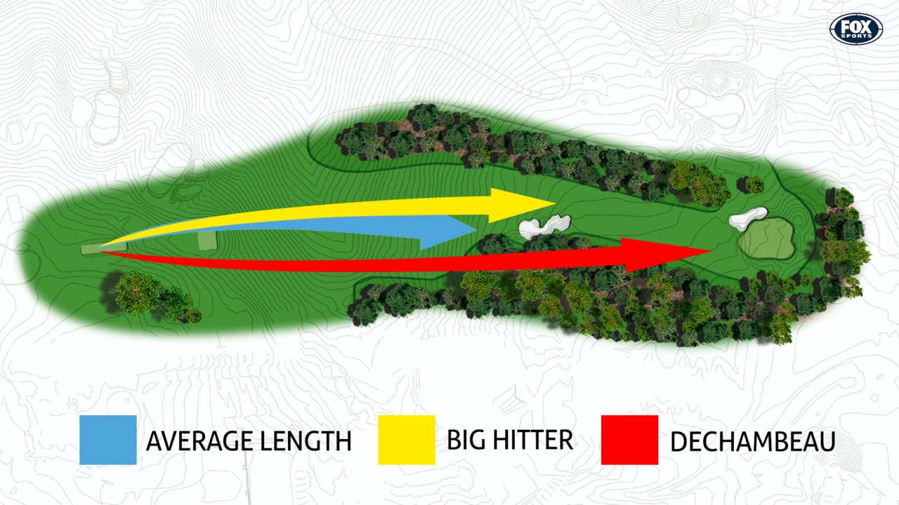 How Bryson DeChambeau will attack the first hole at Augusta.