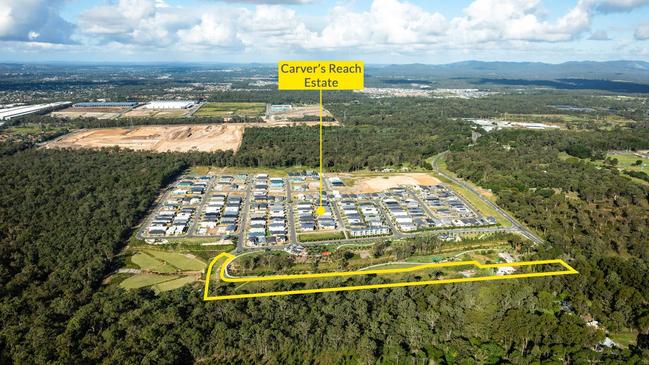 Lot 1000 Carvers Way, Park Ridge, in Queensland, is listed as a mortgage sale via an Expressions of Interest closing April 27. The site covers 2.62ha of residential land in Brisbane’s south.