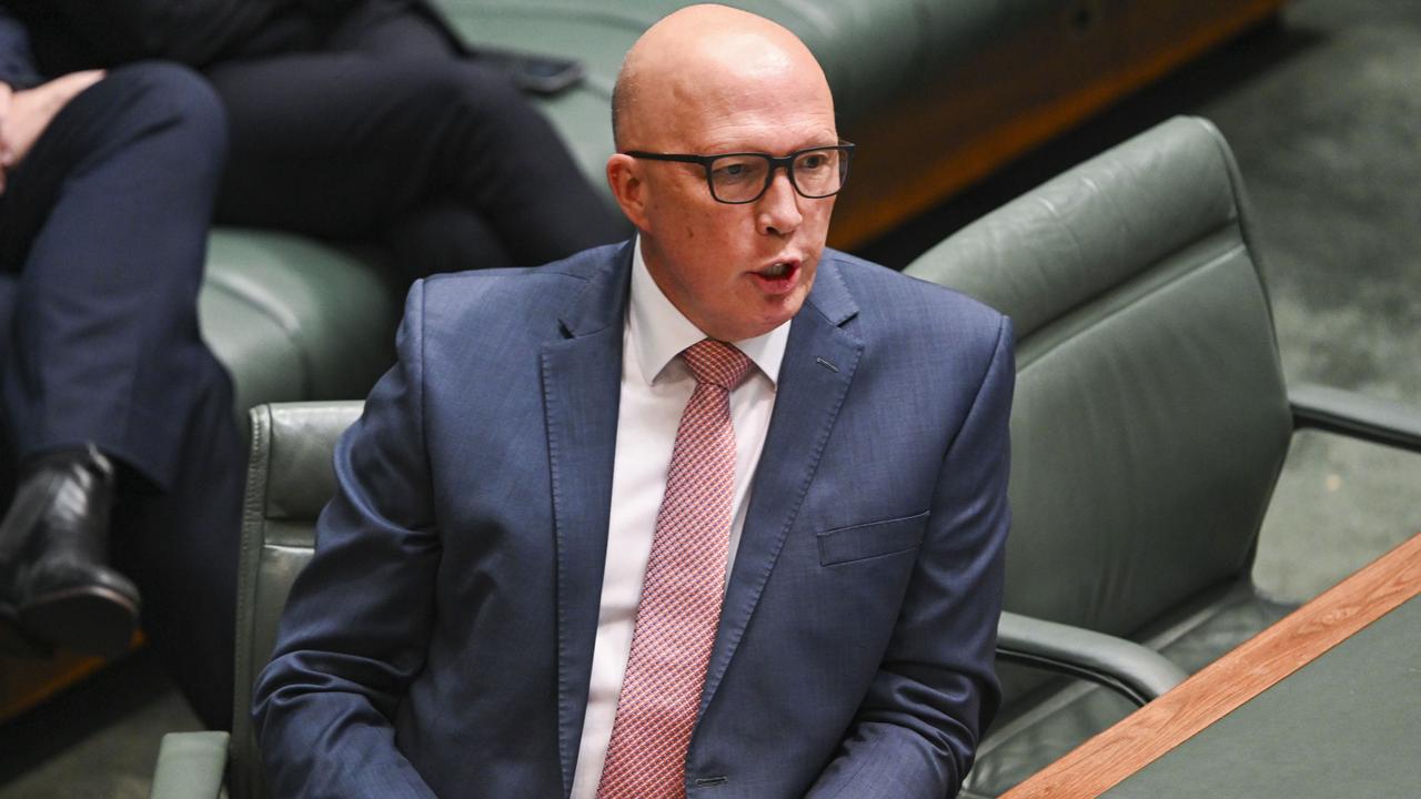 Opposition Leader Peter Dutton is gunning for the scalp of Immigration Minister Andrew Giles in the fallout from the release of detainees with criminal convictions. . Picture: NCA NewsWire / Martin Ollman