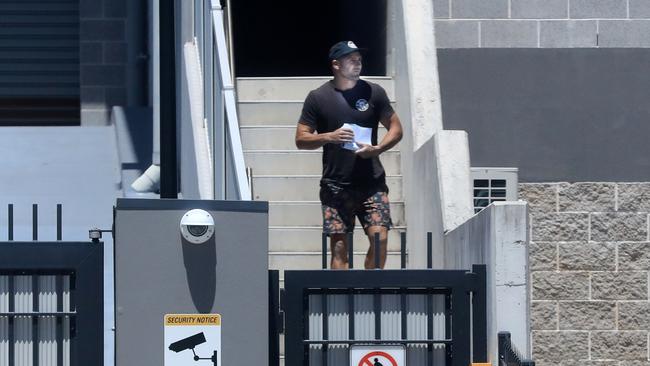 Former Gold Coast Titan and NRL player Michael Gordon is released from Tweed Heads Police Station after being arrested on November 21, 2020 for alleged drug related offences. Picture: Scott Powick.