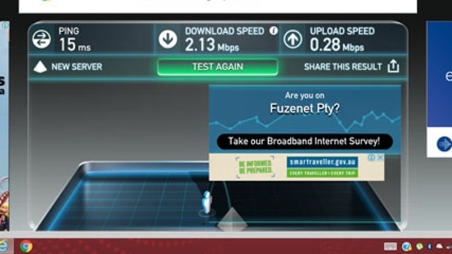 Speed test from Mark Roberts taken at 3.22pm on November 11 showing a download speed of 2.13Mbps