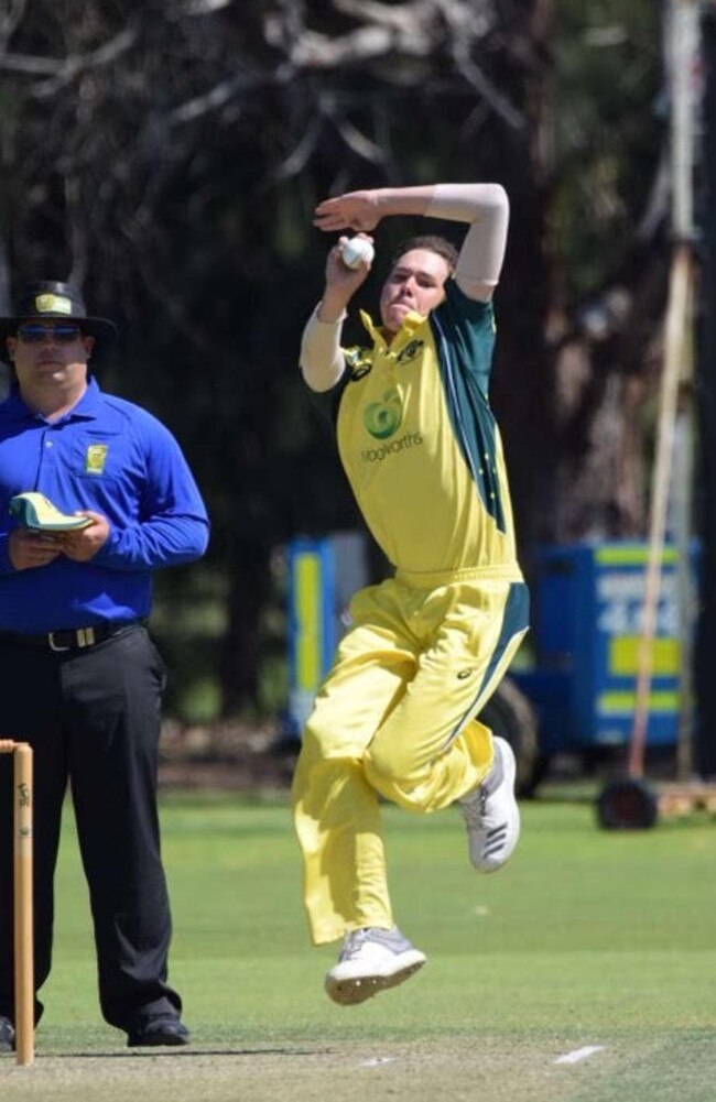 Bailey Moon bowling at under-age representative level.