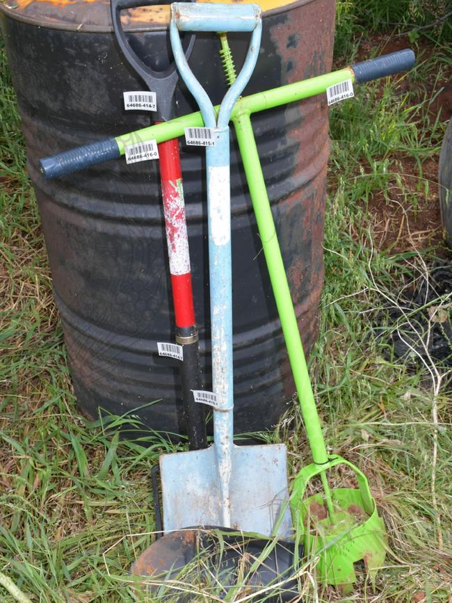 Tools found at the Salisbury South site, where part of Mr McLean’s remains were located. Picture: SA Police