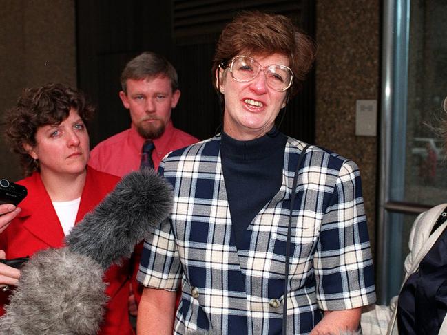 Margaret Jephcott gives a press conference after a court decision to quash a five-year good behaviour bond imposed on Graeme MacDonald for her son's 1993 murder, and sentence him to minimum of three years jail. Picture: News Corp