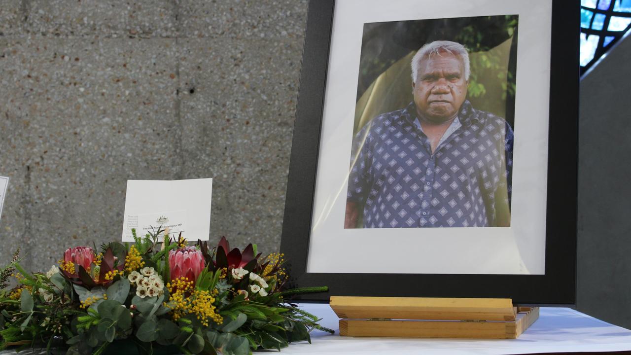 A state memorial for late former Anindilyakwa Land Council chairman T Wurramarrba was held at the Christ Church Anglican Cathedral in Darwin. Picture: Jason Walls