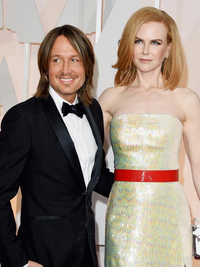 Keith Urban and Nicole Kidman attend the Oscars 2015 red carpet. Picture: Getty