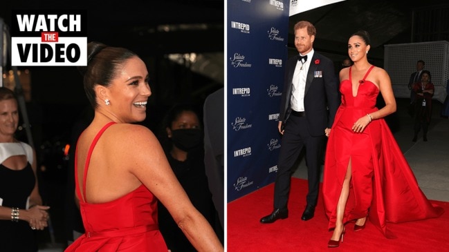 Meghan Markle stuns in jaw-dropping red gown at the Intrepid Museum Gala