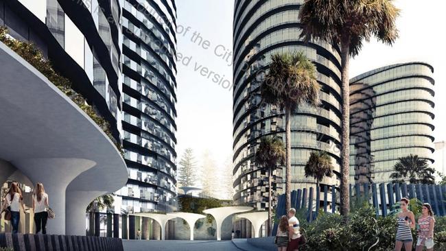 The original plans included 247 residential apartments as well as restaurants, rooftop gardens and a cafe. Picture: Sunland