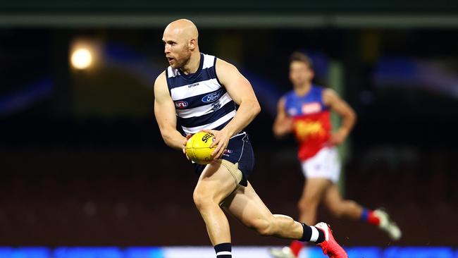 SYDNEY, AUSTRALIA – JULY 09: Gary Ablett of the Cats makes a break during the round 6 AFL match between the Geelong Cats and the Brisbane Lions at Sydney Cricket Ground on July 09, 2020 in Sydney, Australia. (Photo by Cameron Spencer/Getty Images)