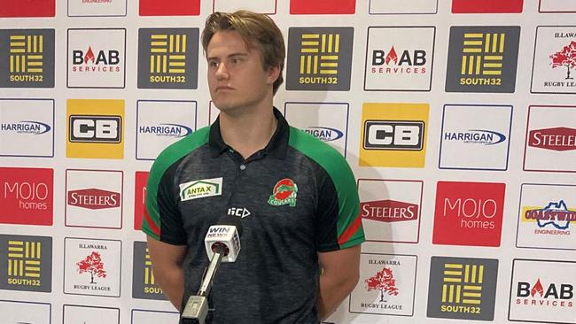 Gethin Thomas being interviewed for the first time in Corrimal colours. Picture: Supplied