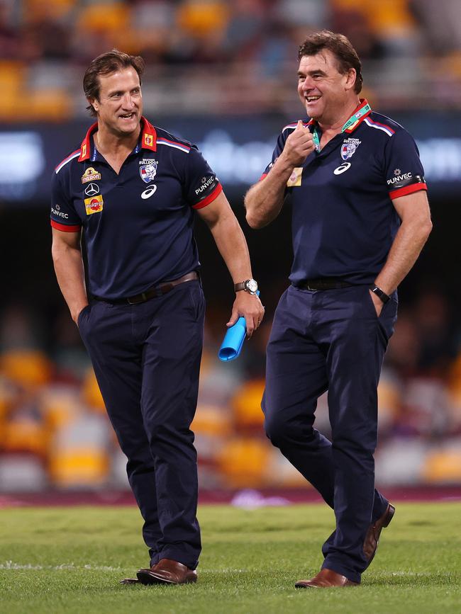 Western Bulldogs coach Luke Beveridge and Chris Maple in 2020. Pic: Michael Klein