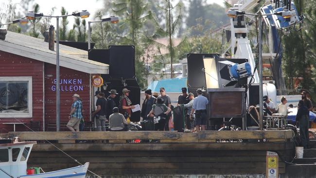 Filming on The Spit. Picture Glenn Hampson