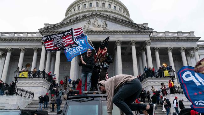 Supporters of US President Donald Trump protest outside the US Capitol in Washington, DC on January 6, 2021.