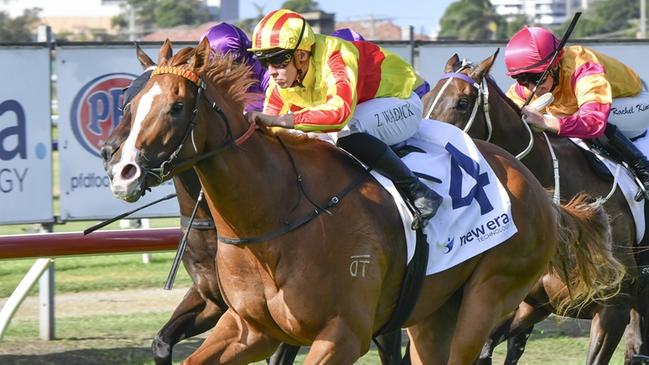 Left Field, pictured winning at Newcastle in March, is Ron Dufficy's best bet of the day at Kembla Grange on Saturday. Picture: Bradley Photos