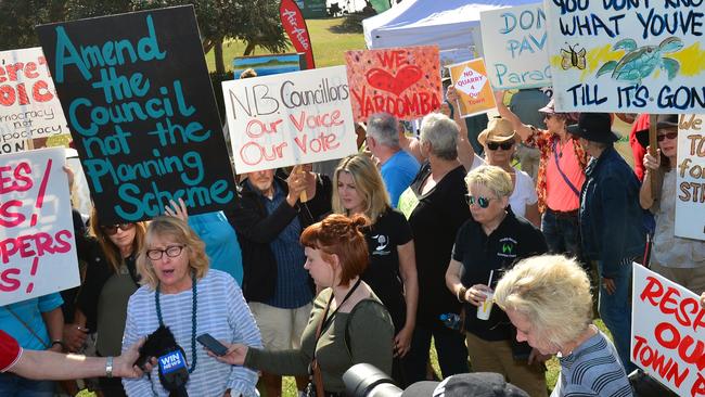 A 2020 protest before the appeal in the Planning and Environment Court.