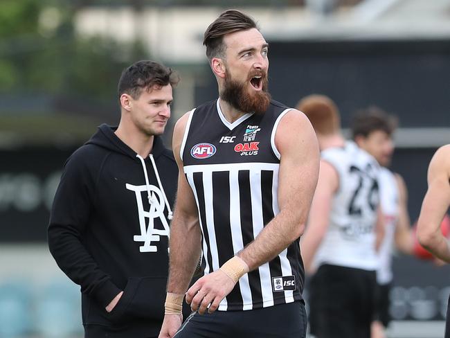 Charlie Dixon at Port Adelaide training at Alberton Oval. Picture: Tait Schmaal