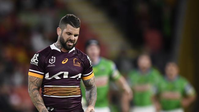 ADAM REYNOLDS – NRL 2022 RD14 BRISBANE BRONCOS V CANBERRA RAIDERS – ADAM REYNOLDS, INJURY photo NRL Images