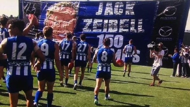 Jack Ziebell’s name was spelled wrong for his 150th game.