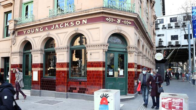 Melbourne’s Young and Jackson pub, which has been temporarily shut down. Picture Rebecca Michael.