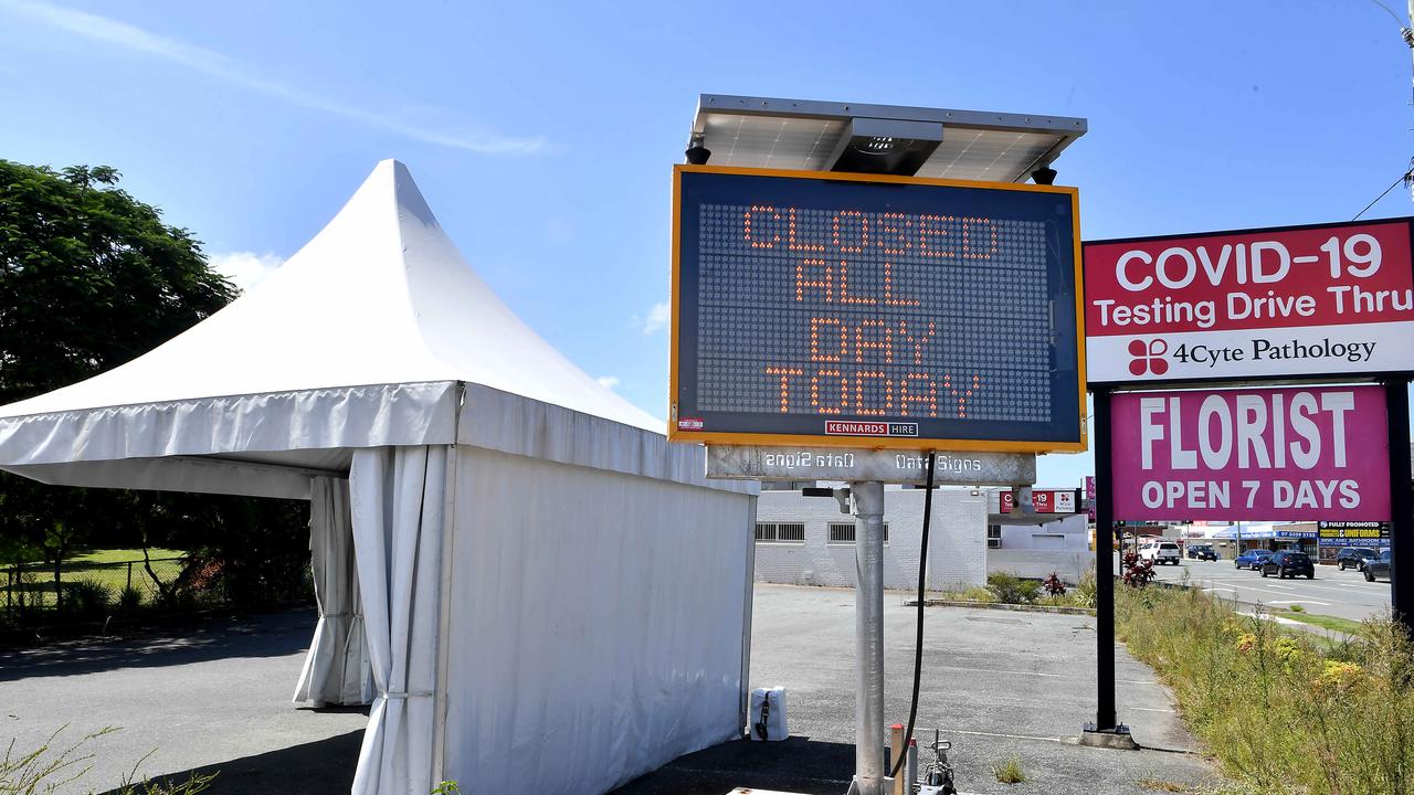 A closed Covid testing site in Chermside on Tuesday. Picture: NCA NewsWire / John Gass