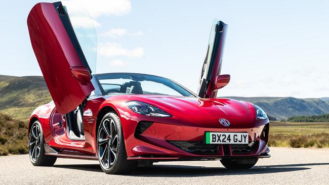 The Cyberster looks the part with its dramatic scissor doors. Picture: Supplied.