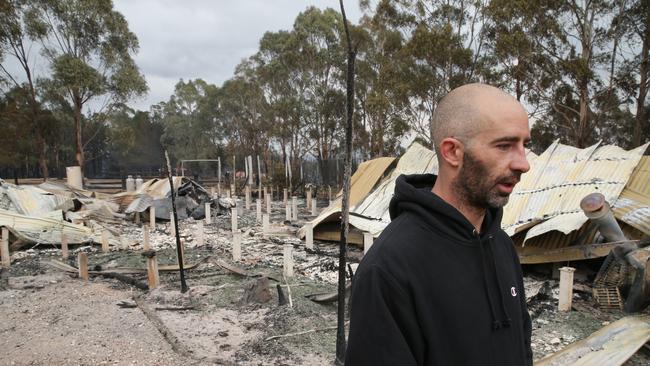 Nathan Fowler who lost his house in Sarsfieldafter fires swept through. Picture: David Crosling