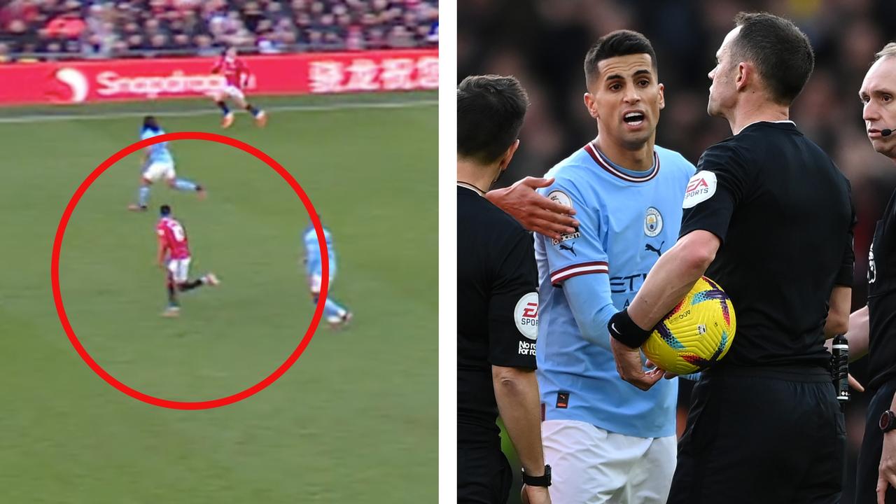 Manchester City were seething after Manchester United's controversial equaliser. Picture: Supplied